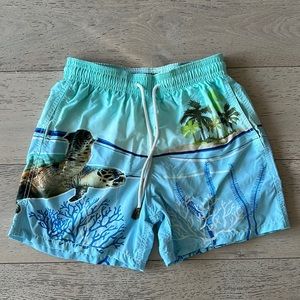 Vilebrequin sea turtle and coral swim trunks